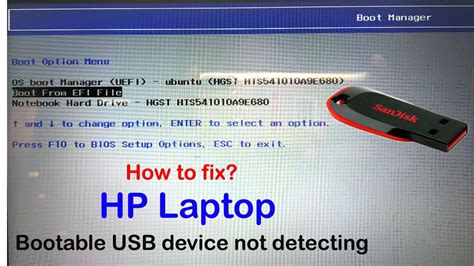 hp boot from usb not working